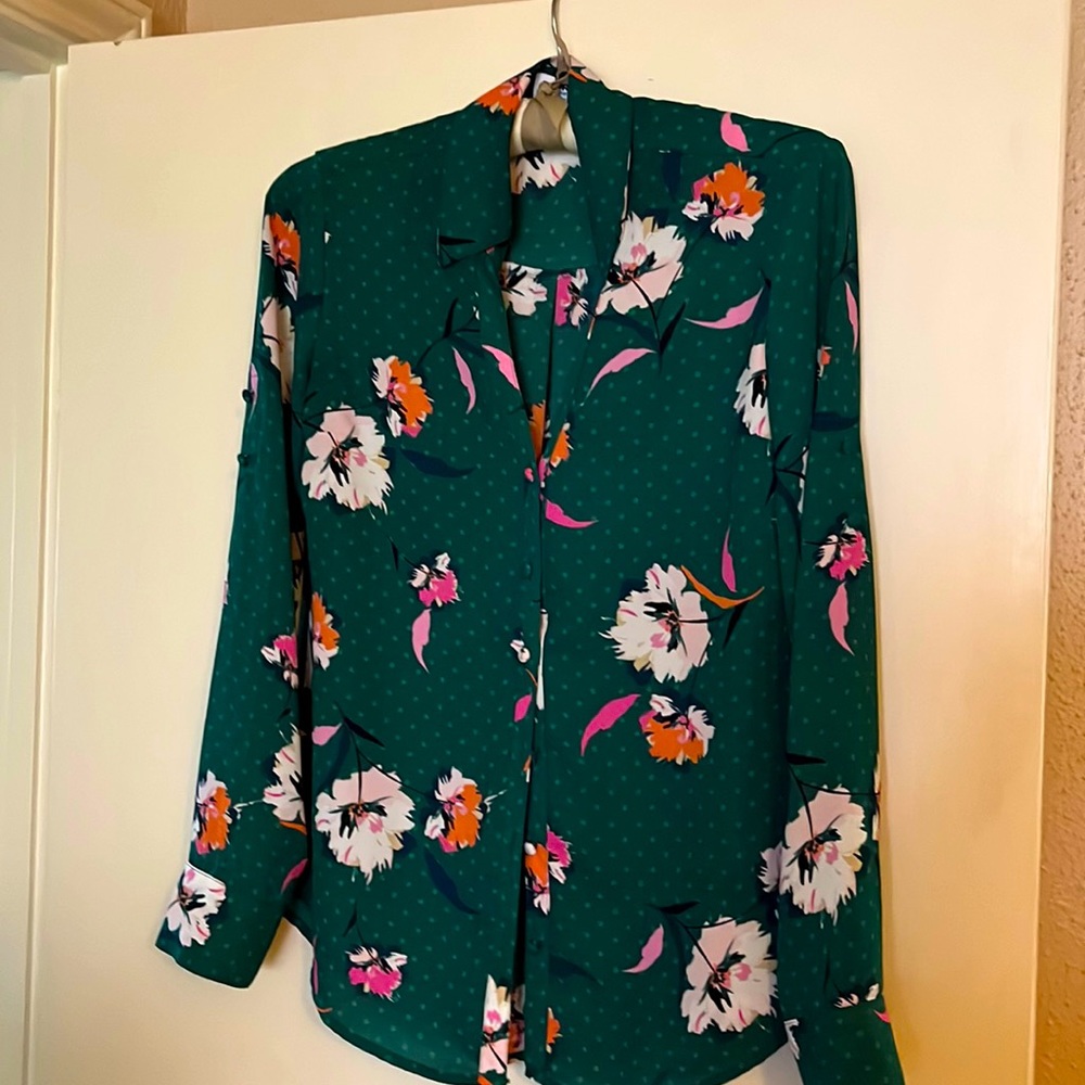 Express Portofino Collection georgette floral blouse size Small